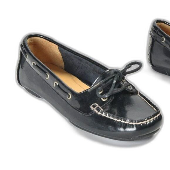 Sperry Top-Sider Black Patent Leather Loafers Sz 7.5 {EX+} - Picture 1 of 6
